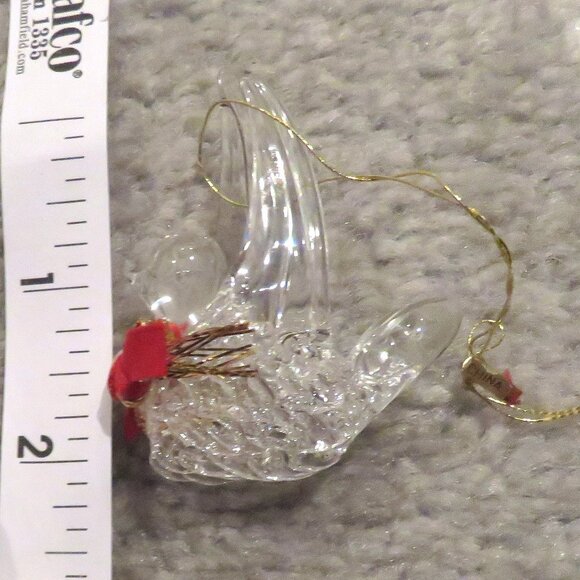 Vintage Clear Spun Glass Small Bird Hanging Christmas Holiday Ornament - Picture 2 of 9